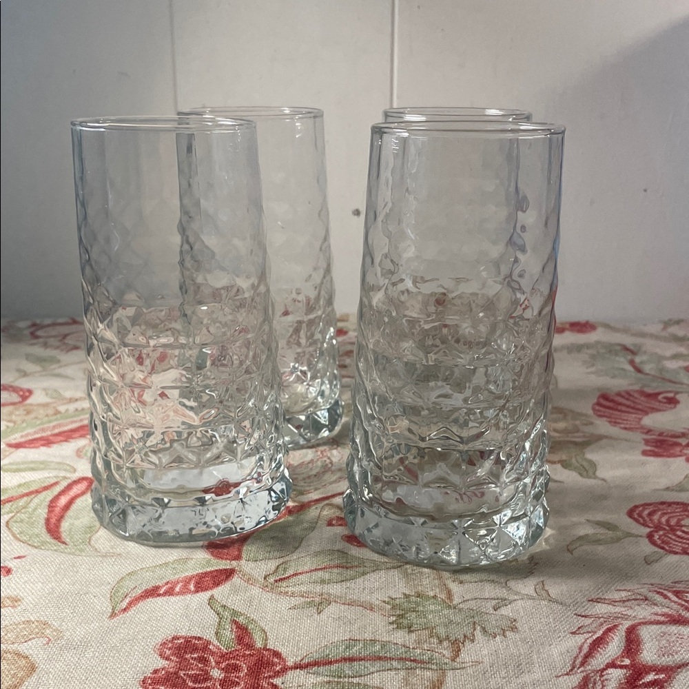 Durobor Gem Crystal Clear Diamond Inspired High Ball Glass Tumbler Set of 4